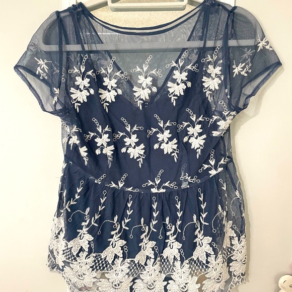 Abercrombie & Fitch babydoll embroidered blouse top - Picture 2 of 2